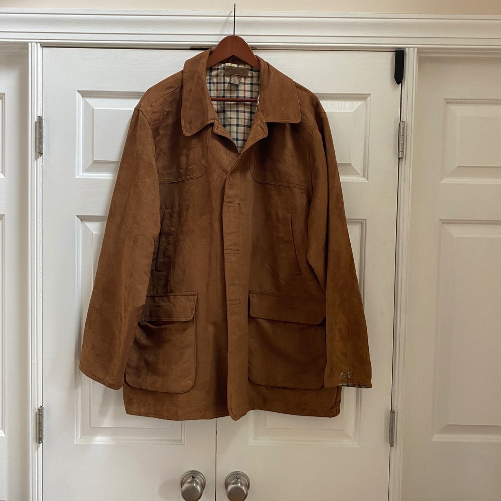 Field Jacket Men XL Brown Faux Suede Chore Coat Barn Western Morgan Creek
